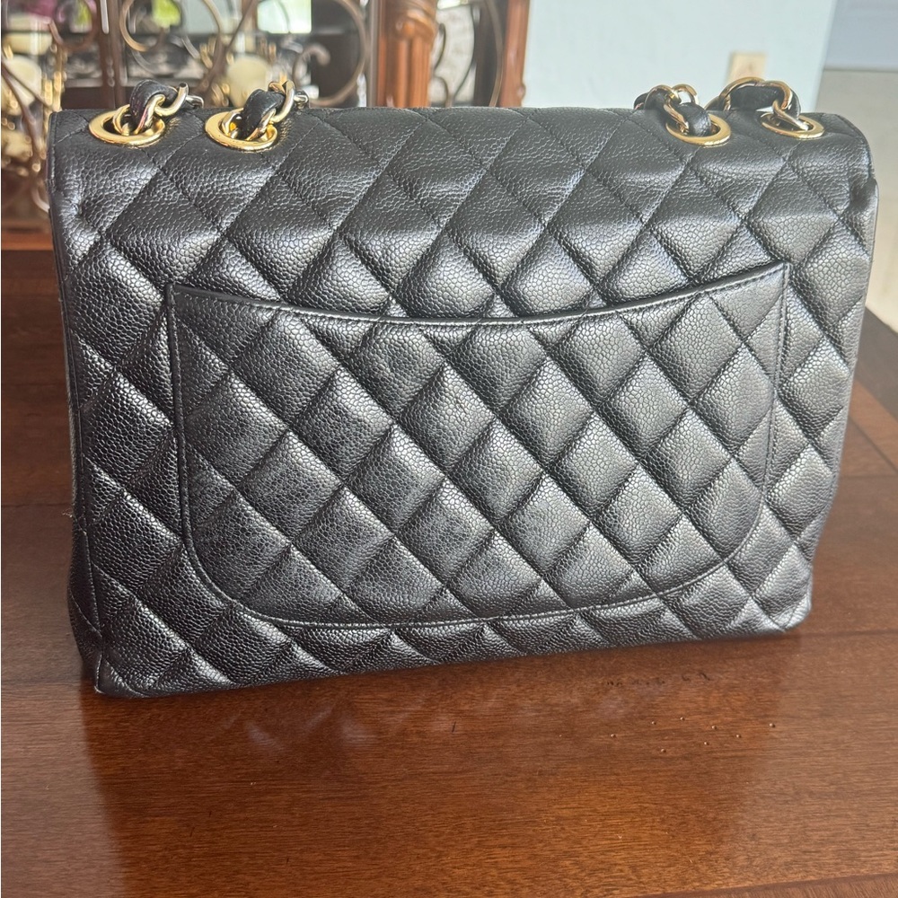 Chanel Black Caviar Vintage Jumbo Single Flap -24k gold hardware - Picture 5 of 17